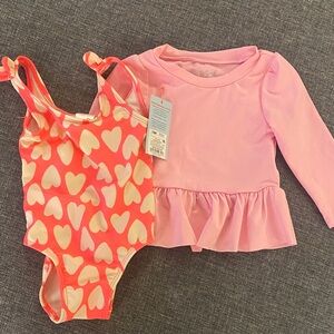 Cat & Jack hot pink and Light Pink Heart Swim